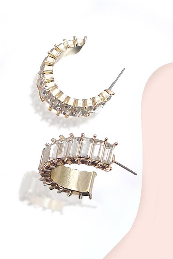BAGUETTE RHINESTONE HOOP