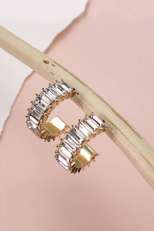 BAGUETTE RHINESTONE HOOP