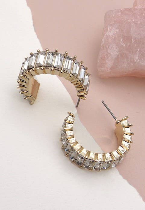 BAGUETTE RHINESTONE HOOP