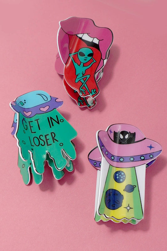 SPACE ALIEN UFO HAIR CLAW CLIPS