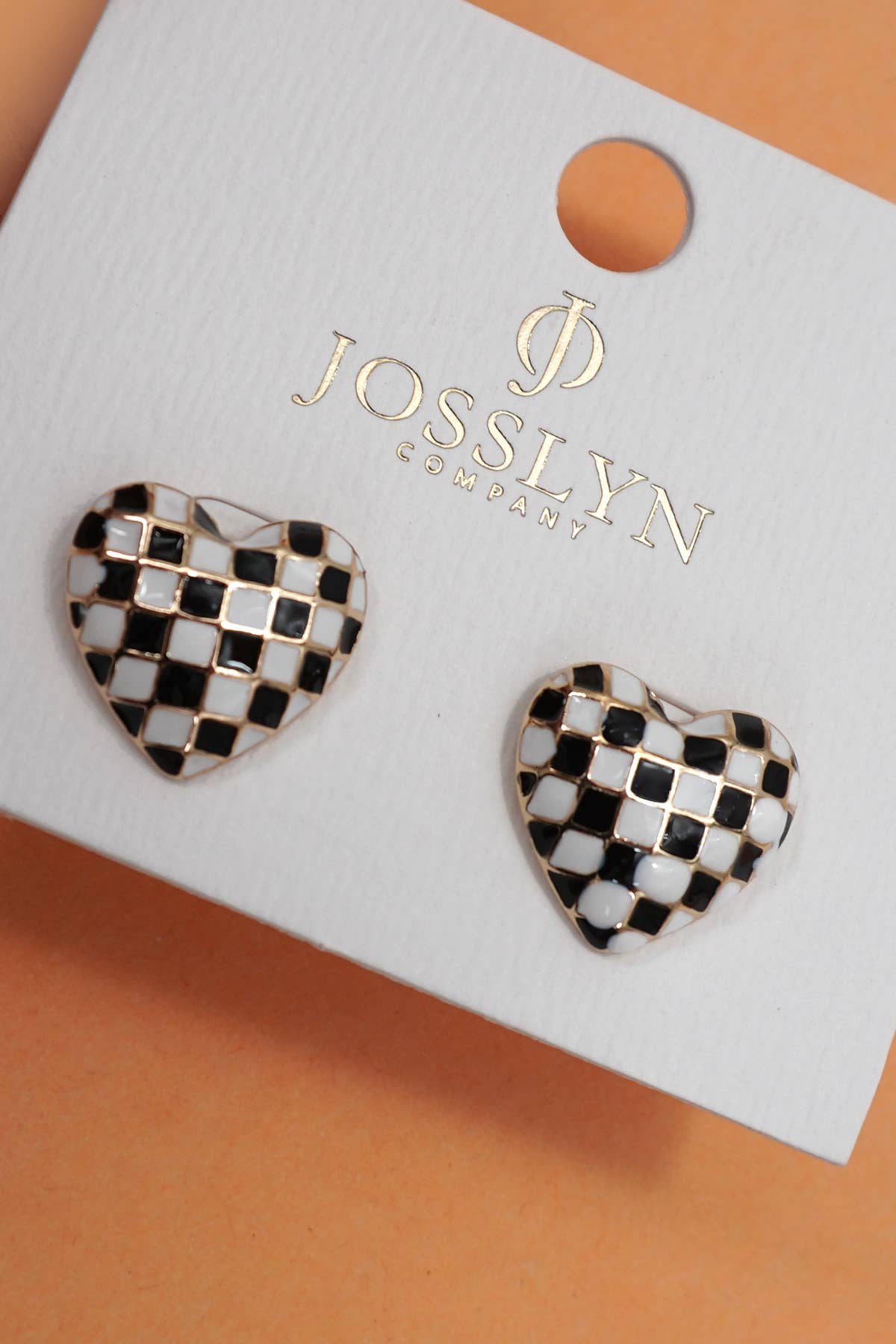 CHECKER HEART STUDS