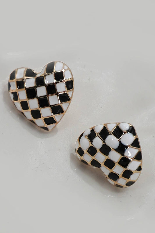 CHECKER HEART STUDS