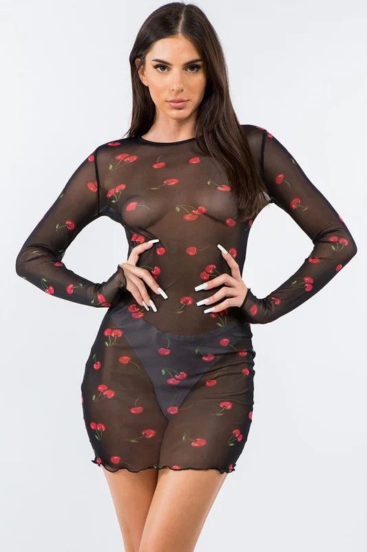 Cherry moon mesh mini dress