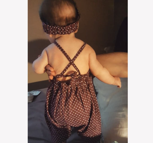 Maroon polka dot romper