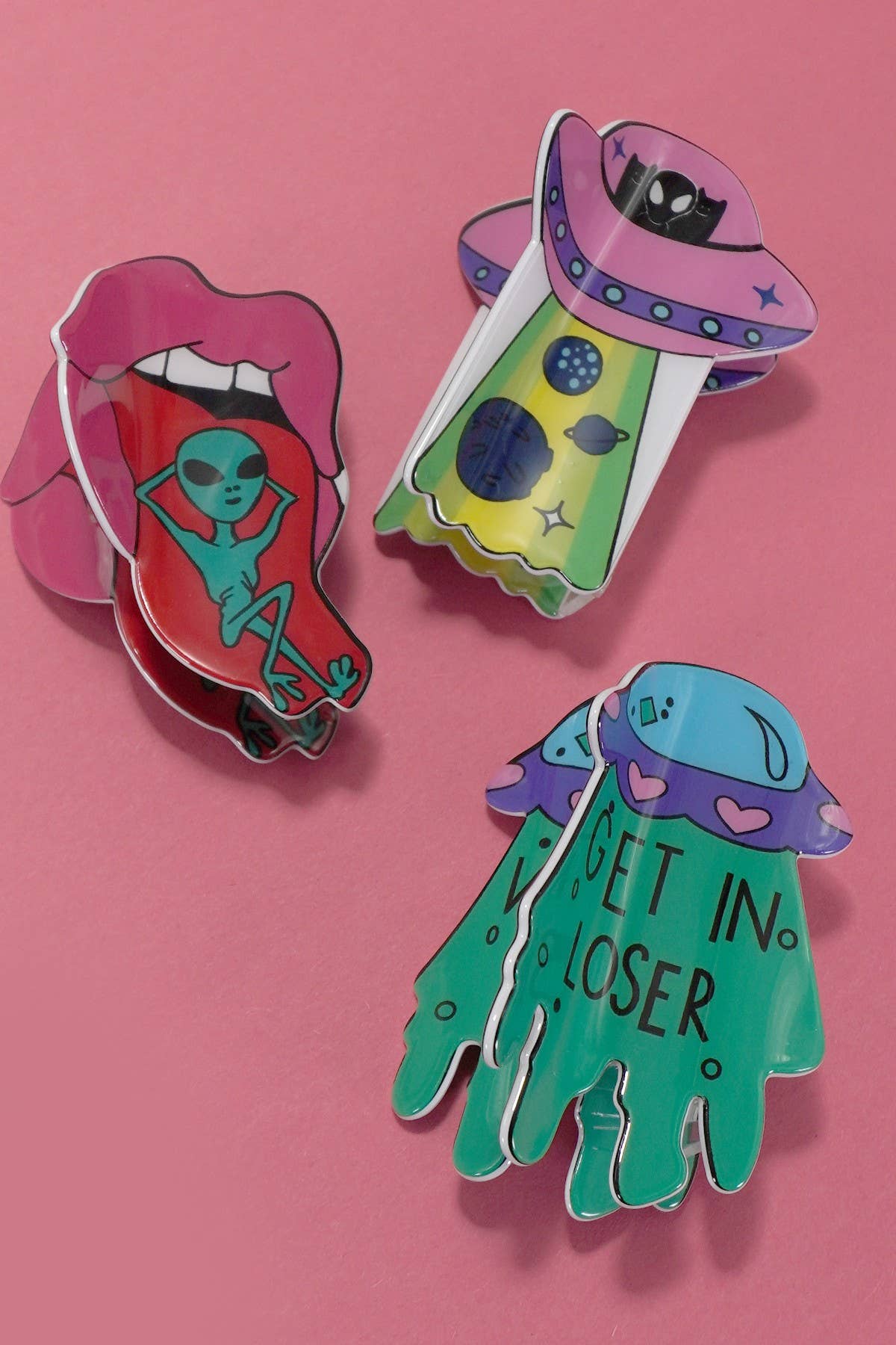 SPACE ALIEN UFO HAIR CLAW CLIPS