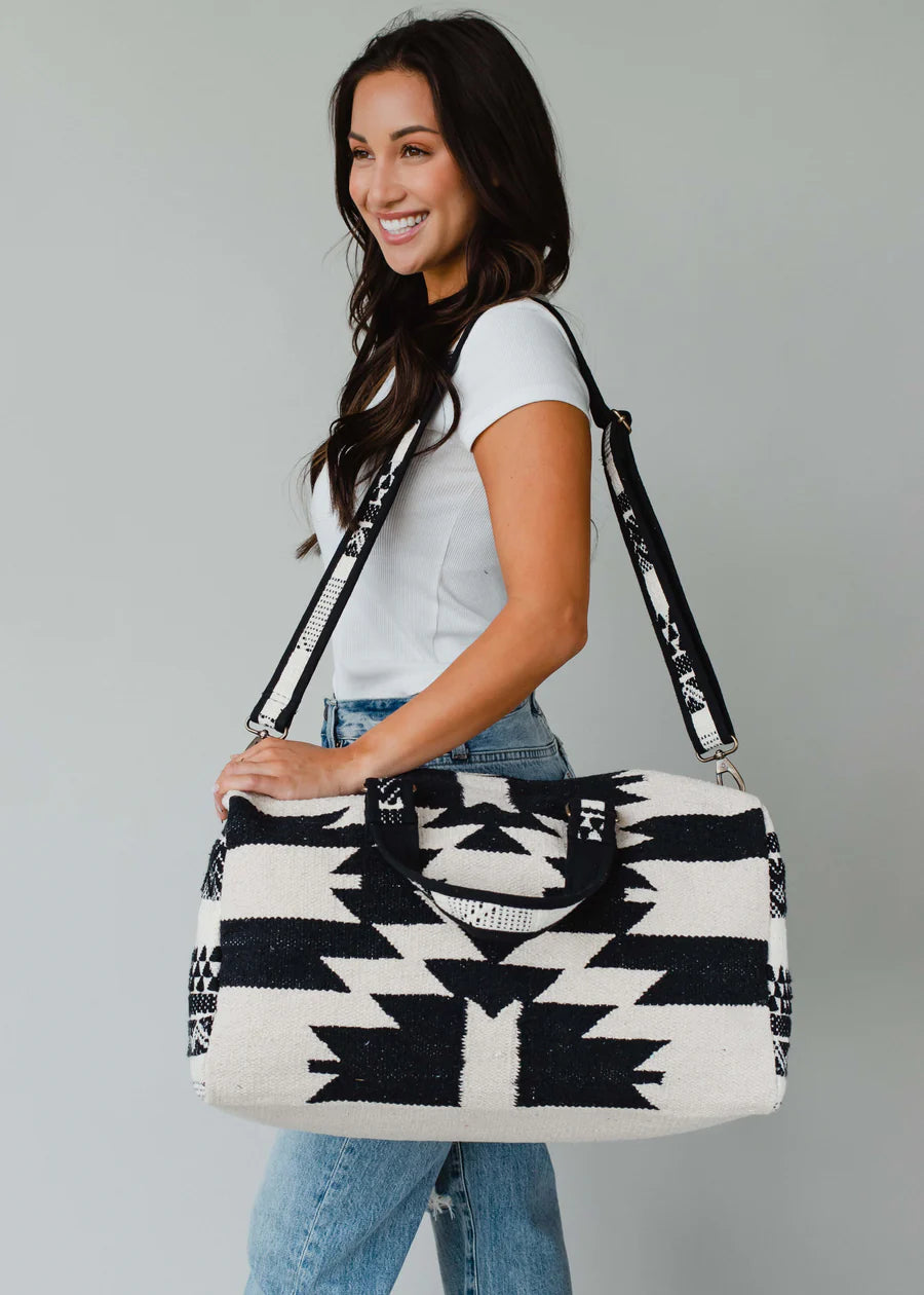 Black & Cream Aztec Duffel