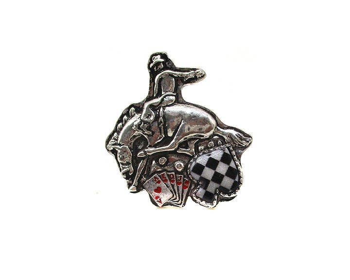 Horse Riding Checker Cuff Ring